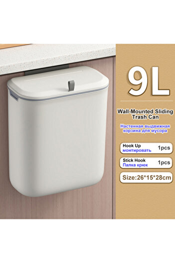 Choice 9L Bathroom Trash Can Wall Mounted Hanging Trash Bin With Lid Waterproof Narrow Seam Rubbish Bin Toi