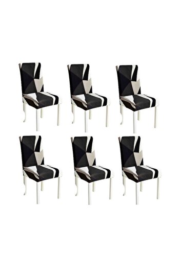 OEM Set 6 huse universale pentru scaune din poliester cu model elegant, MS STAR, alb negru