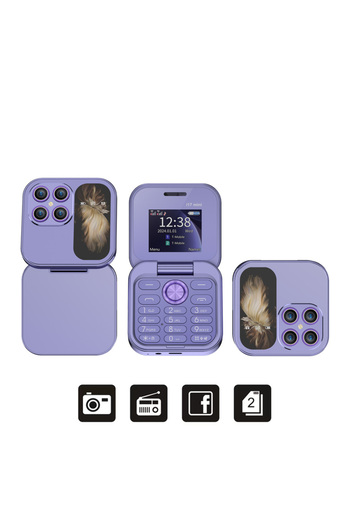 Choice PURPLE SERVO I17 Mini Foldable Small Mobile Phone 1.77-inch Screen Magic Voice 2G Double SIM Card Sl