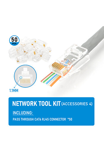 Choice3 50 قطعة من كماشة التجعيد من CAT6 إلى RJ45، كماشة التجعيد والقص والتجعيد لـ Cat7 Cat6 Cat5e 8P8C Mo