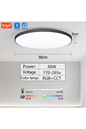 Choice 36W-Black MARPOU RGB Smart Lamp 30W 36W Led Ceiling Light With Tuya APP Dimmable Remote control Ultr