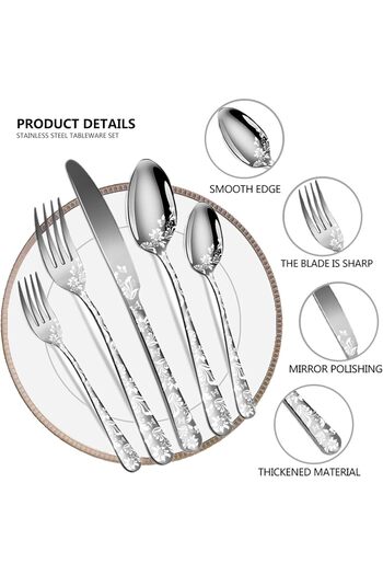 Saharaz Mirror Polished Cutlery Set, 20 Piece Stainless Steel Flatware Set, Includes Knife, Fork, Spoon