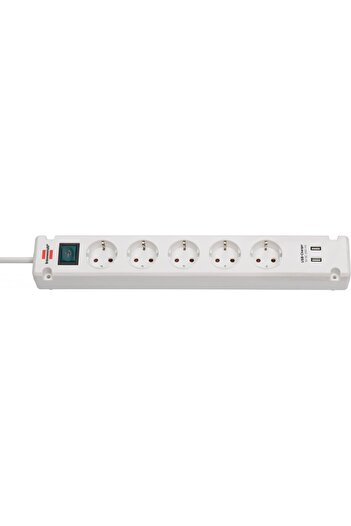 Brennenstuhl Bremounta extension cord 5 sockets, 2 USBs, 3m, On Off button, screw fixing A