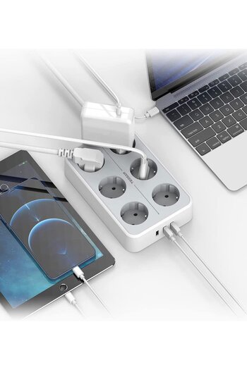 TESSAN Prelungitor TS-303, 6 prize, 3 USB 3A, cablu 2m