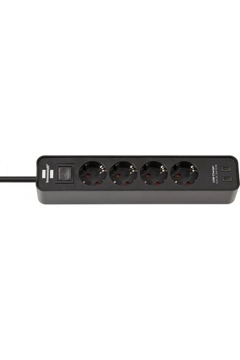 Brennenstuhl Ecolor extension cord 4 outlets, 2xUSB-C, 1.5m Black