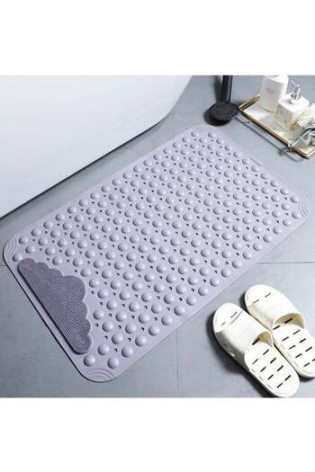COOYA Non Slip Bath Mat for Tub with Suction Cups,Drain Holes Bathtub Mat,Bathroom Shower Mat,40x70cm,Grey