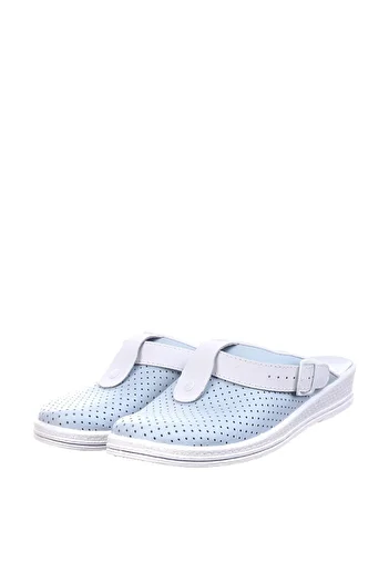Tellus Medical leather clogs “Tellus” 74-08/04/01, Blue-White