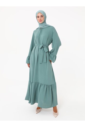 Refka Φόρεμα Hijab με λουράκι με λεπτομέρεια βολάν στο μανίκι - Çağla -
