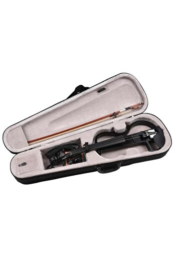 Depox Silent Electric Violin 4/4, Solid Black Wood