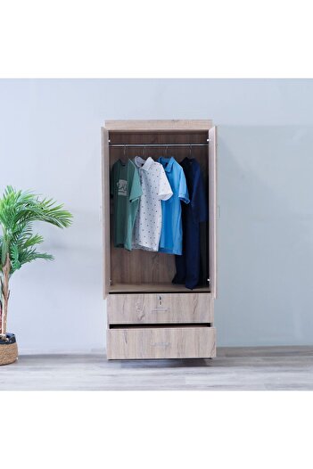 Danube Home Sante 2 Door + 2 Drawer Wardrobe - Sonoma Oak L80xW42xH181cm