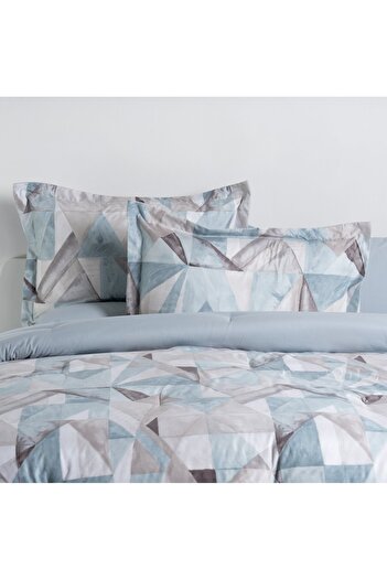Cottage microfiber teal geo 6pc full comforter set, 160*240cm
