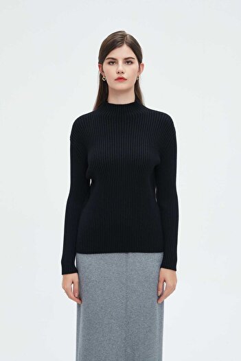 Nichii Women's Ribbed Long Sleeve Top with High Neck