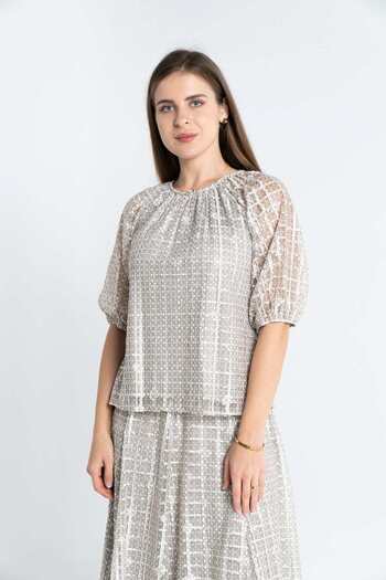Nichii Classic Women's Checkered Short Sleeve Top