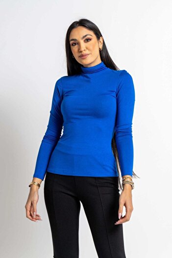 Nichii Women's Solid Long Sleeve Blouse with High Neck