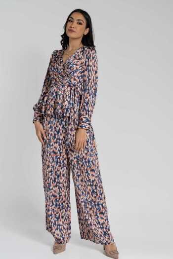 Nichii High-Waisted Wide-Leg Printed Trousers