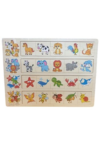 Star Master Puzzle Board with 4 Associative Puzzle Categories - Domestic Animals, Wild Animals, Marine Animals,