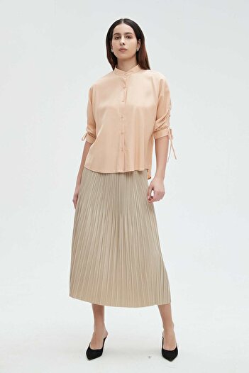 Nichii Women's 3/4 Sleeve Ruffled Blouse with Buttons