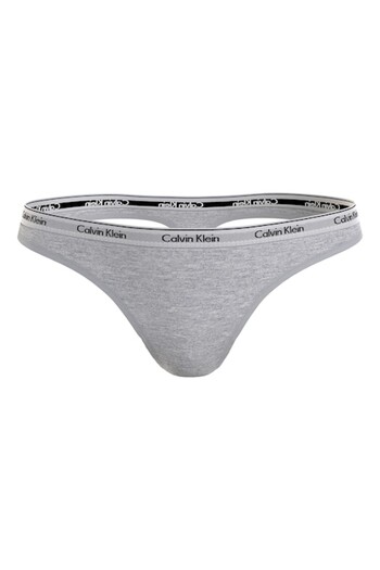 Calvin Klein , Thong Underwear with Logo Band in Waist, Gray Melange, XL