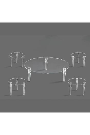 Al Saada Home Ground Acrylic Table Set with Silver Legs - 5 Pieces