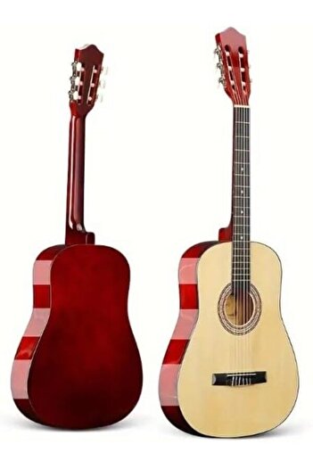 MegArya 38” Natural Guitar with Bag, Strap, Capo, Picks, Strings, Tuner, Single Guitar Holder