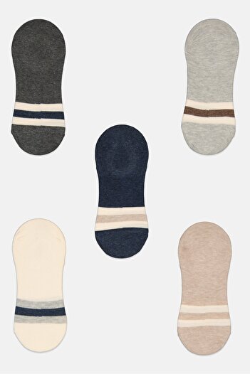 Algspar Men 5 Pairs Stripe Non Terry Invivisible Socks, Multicolor