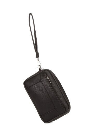 Newish Men's Black Hand Strap Portfolio Clutch Hand Bag