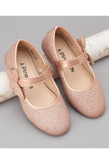Pine kids Pine Kids Ballerinas with Velcro Closure Shimmered Butterfly Applique - Golden