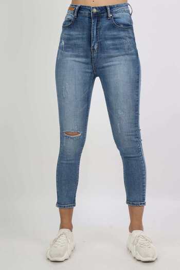 mica Women's High-Waist Skinny Pants with Zipper, Button, and Front Pockets