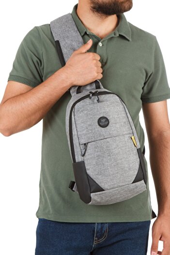 Newish Polo Men's USB Output Crossbody Waist and Shoulder Bag - Gray