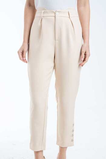 mica Classic Women's Solid High-Waisted Trousers