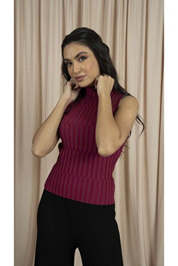 mica Women's Sleeveless High Neck Winter Blouse