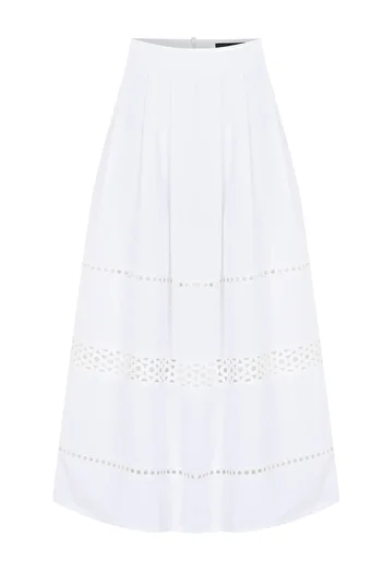 Exquise Pure Cotton Midi Length Lined Black Skirt with Fisto Detail