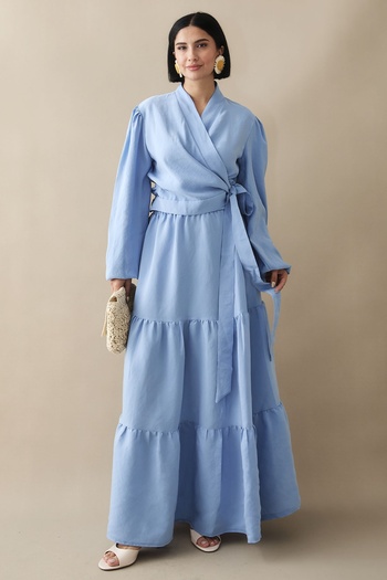 InStyle Modal Cupra Bolero Skirt Baby Blue Suit