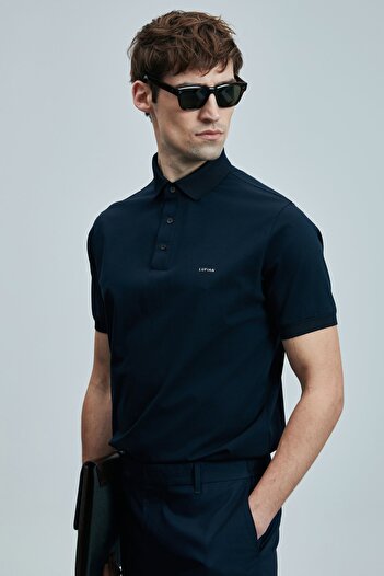 Lufian Men's Luna Smart Polo T-Shirt 111040228 Navy Blue
