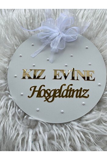 HOBİ55 Welcome to the Bride's Home Gold Plexiglass Written Door Ornament