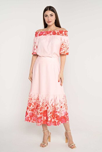 mica Women's Wide Floral Midi Skirt