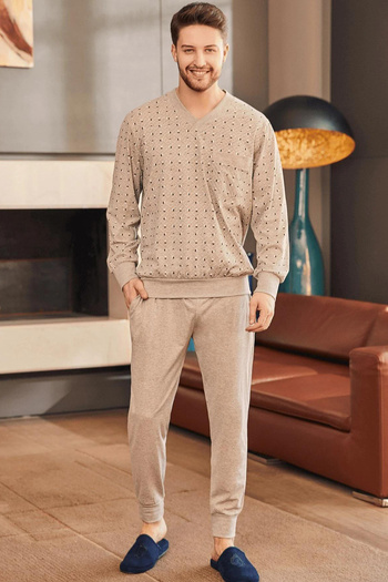 Mavelle Men's Plus Size Bottom Top Pajamas Suit 2757