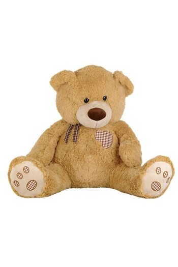 OEM Stuffed Bear Beige Brown with Ribbon, 70cm