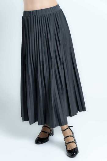 mica Plain Pleated Midi Skirt