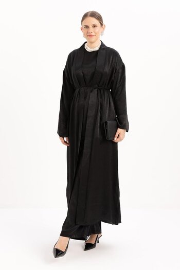ALLDAY Black-Waist Belted Abaya Suit