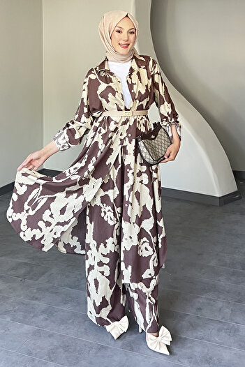 SaklıButik Piece Patterned Long Shirt Suit