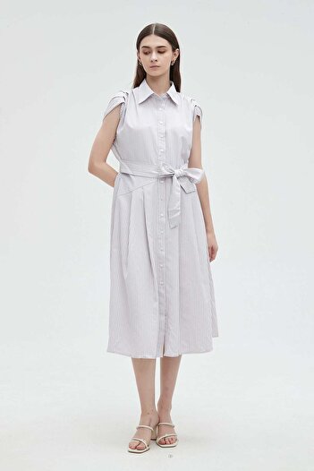 mica Women's Short Sleeve Striped Button-Up Shirt
