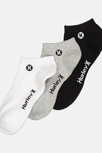 Hurley Men 3 Pairs Brand Logo Low Cut Socks, Multicolor