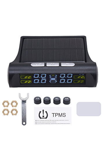Choice مستشعر ضغط الإطارات بالطاقة الشمسية TY01 TPMS نظام مراقبة ضغط إطارات السيارة مع 4 عجلات داخلية وخارجية