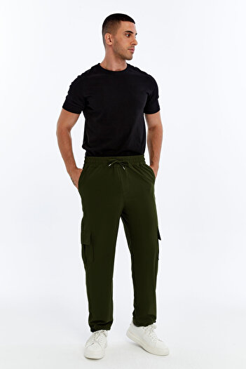 OXVİN Men's Summer Oversize Parachute Fabric Cargo Pocket, Leg Clip, Baggy Trousers