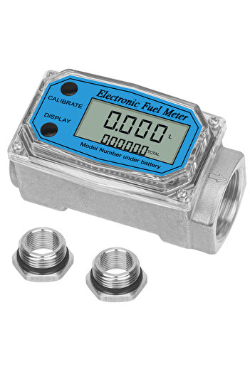 Choice 1" Digital Turbine Flow Meter with 3/4" Adapters, for Measuring Water, Diesel, Gasoline, and Othe...