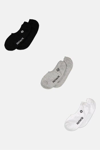 Hurley Men 3 Pairs Brand Logo No Show Socks, Multicolor