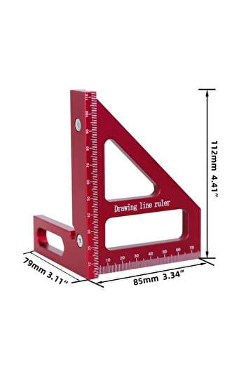 Choice Metric Red 3D Multi Angle Aluminum Red Measuring Ruler 45/90 degree Woodworking Square Protractor Dr