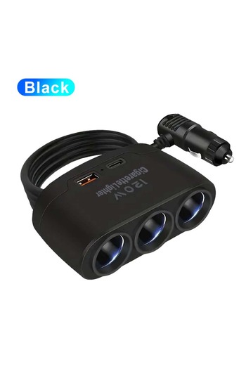 Choice D-24 شاحن سيارة أسود 120 واط موزع متعدد المنافذ PD30W QC3.0 محول ولاعة سجائر سيارة