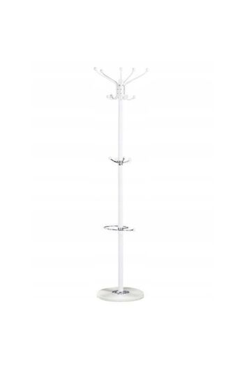 IMK Metal Coat Rack with Marble Base, 14 Hooks, 176cm, White